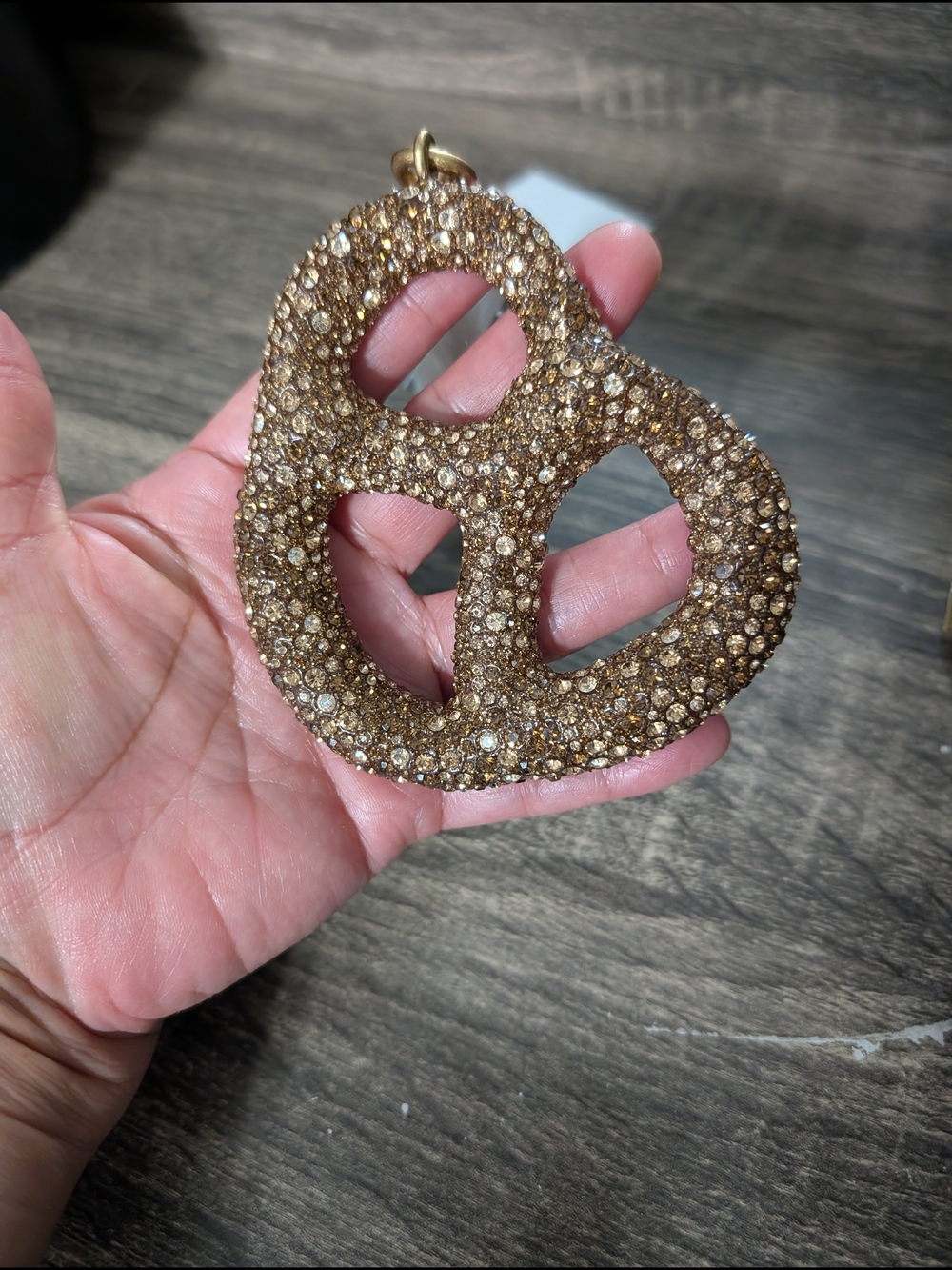 COACH Gold Crystal Pretzel Keychain Charm - Picture 4 of 6